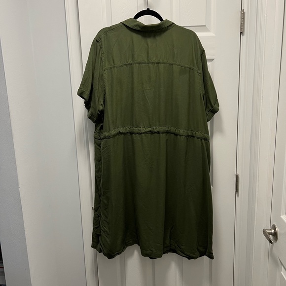 Croft & Barrow Plus Button Down Utility Olive Dress Size 3x - Picture 4 of 6